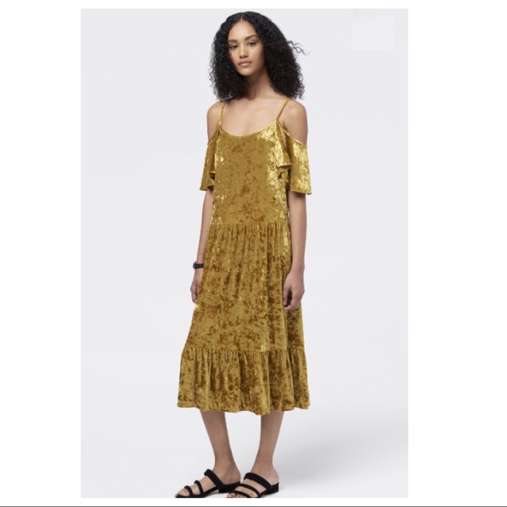 REBECCA MINKOFF COLD SHOULDER VELVET MIDI DRESS - Picture 6 of 6